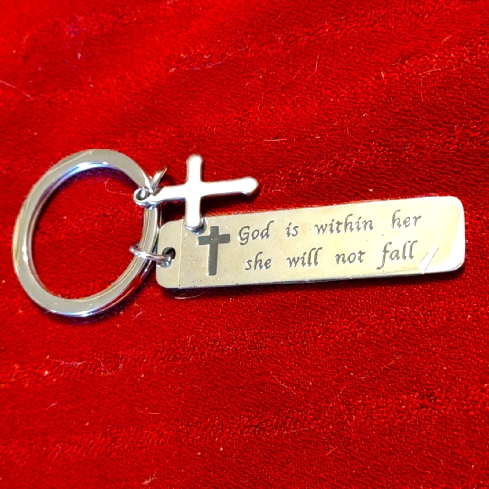 Gorgeous vintage religious keychain~God is within her she will not fall~ - $16.83