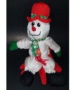 VTG Snowman Plush Puppet Nylon Hand Glove 12&quot; Stuffed Toy Christmas Jing... - $13.81