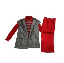 Vintage 70s Maglieria F.Negri Wool Red Stripe Knit Turtleneck,Vest Wide ... - $94.05