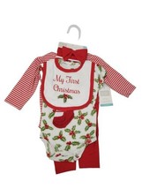 NWT HUDSON BABY Size 0-3 Month First Christmas  6 Piece Layette Set Holi... - $11.08
