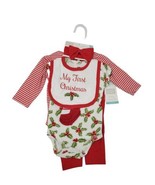 NWT HUDSON BABY Size 0-3 Month First Christmas  6 Piece Layette Set Holi... - £8.67 GBP