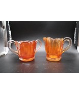 Vintage Marigold Carnival Glass Sugar Bowl and Creamer - $24.99