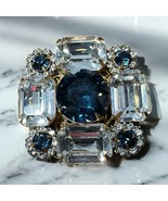Miriam Haskell Vintage Blue &amp; Clear Rhinestone Brooch - $1,390.57 MXN