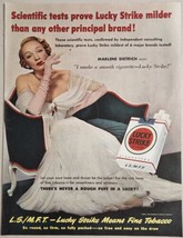 1950 Print Ad Lucky Strike Cigarettes Actress Marlene Dietrich Smoking Luckies - £16.15 GBP