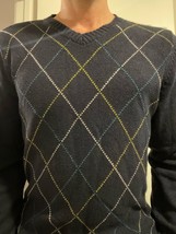 Fossil Men&#39;s Sz XL V-Neck Wool Blend Argyle Sweater A9 - $17.18