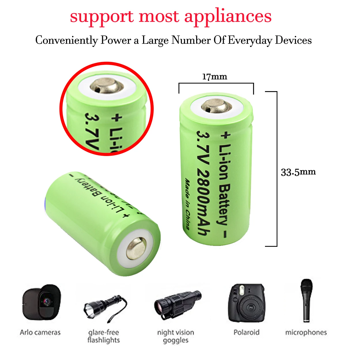 Sporting Powtree CR123A RCR 123 ICR 16340 Battery 2800mAh 3.7V Li-ion Rechargeab - £68.43 GBP