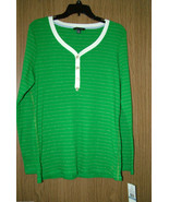 Tommy Hilfiger Women&#39;s Henley, Green, L/Sleeves Tee. Sz. M(US)NWT.100% A... - £19.95 GBP