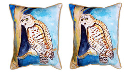 Pair of Betsy Drake Betsy’s Owl Large Indoor Outdoor Pillows 16 Inchx20 Inch - £69.81 GBP