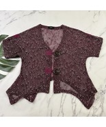 Kaktus Womens Vintage Y2k Open Knit Tunic Top Size S Purple Wood Buttons... - $22.76