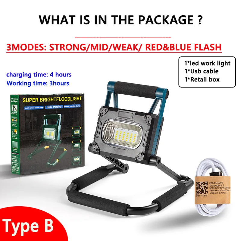 Solar Power USB Rechargeable Multi Function Folding Work Light With Built in 360 - £80.31 GBP