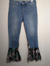 Anthropologie pilcro lace embroidered cuff crop jeans women&#39;s 25 Petite ... - $29.70