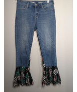 Anthropologie pilcro lace embroidered cuff crop jeans women&#39;s 25 Petite ... - $40.62 CAD