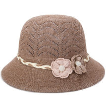 Women Lady Summer Breathable Sun Braided Trim Straw Bowler Cap Cloche Ha... - £18.35 GBP