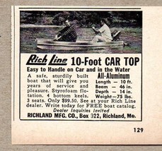 1958 Print Ad Rich Line 10-Foot Car Top Boats Made in Richland,MO - £6.85 GBP