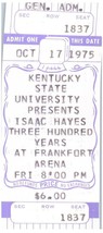 Vintage Isaac Hayes Ticket Stumpf Oktober 17 1975 Frankfort Ky Ungebraucht - $49.48