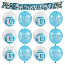 Oktoberfest Party Blue &amp; White Latex Balloons and Foil Fringe Garland Set - £11.47 GBP