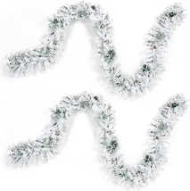 9.84 Ft Flocked Christmas Garland Artificial Christmas Frosted Pine Garland S... - £32.97 GBP