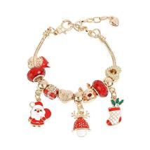 Christmas Charm Bracelet Santa Claus Beaded Bangle Alloy Rope Chain Jewellery - £12.74 GBP