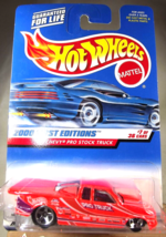 2000 Hot Wheels #67 First Editions 7/36 Chevy Pro Stock Truck Neon-Orange w/5 Sp - £5.23 GBP