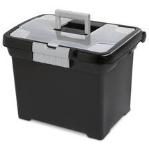 Plastic Storage Bin/ Portable File Box, 15" L X 10 7/8" W X 11 1/2" H, B... - $29.68