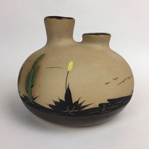TAWA Ceramic Pottery Southwest 2 Openings Vase Cactus Desert  6.25” Tall Used - £23.23 GBP