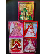 Five Holiday Barbies 2007-2011. Dolls Good,Never Removed.Boxes Worn As S... - $149.95