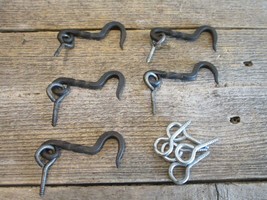 5 Iron Hook &amp; Latches Latches Eye Lock Window Drawer Twisted Hand Forged... - $18.99