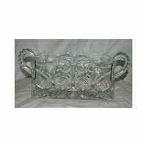 Cut Glass Square Serving/Nut/Candy Bowl, Two Handled - £31.30 GBP