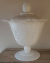 Vintage ~ Colony Harvest ~ Indiana Glass ~ Opaque ~ Candy Bowl Dish w/Lid - £29.28 GBP
