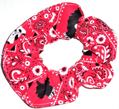 Dogs on Red Bandana Fabric Hair Scrunchie Scrunchies by Sherry - $6.99