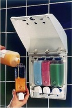 Classic Four Chamber Shower Dispenser, White, Bath, Room, House,Kitchen, Holder  - £31.45 GBP