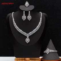 4PCS Luxury Tassel Necklace Pendant Mixed Big Statement For Women Wedding Cubic  - £121.89 GBP