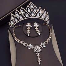 Luxury Silver Crystal Bridal Jewelry | Rhinestone Wedding Tiara Earrings... - $41.99