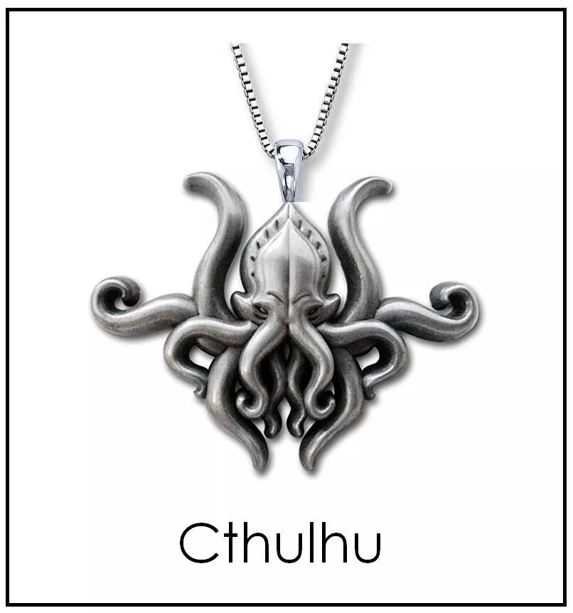 UniqueJewelry HP LOVECRAFT CTHULHU Necklace - 1&quot; silver octopus horror pendant - $11.99