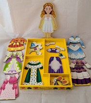 Melissa And Doug Wood Princess Elise Magnetic Dress Up Doll Clothing Play Set  - £7.89 GBP