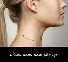 Inspirational Quotes temporary tattoos - Never, never, never give up - £9.70 GBP