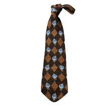 BOSS by HUGO BOSS Men&#39;s Necktie Italian Made Brown Blue Rose Silk 57&quot;x4&quot; - £14.42 GBP
