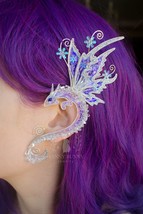 Ice dragon ear cuff no piercing, winter dragon earring - $110.00+