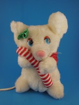 Rare Vintage Russ Berrie White Mouse Plush Candy cane 7&quot; - £13.21 GBP