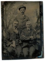 CIRCA 1860&#39;S 1/6th Plate TINTYPE 3 Affectionate Men Wearing Stylish Dapper Suits - £18.15 GBP