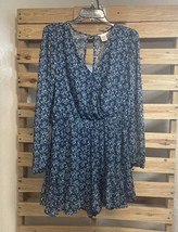 Altar’d State Blue Floral Sheer Surplice Long Sleeve Romper Size L BBL JD - $279.69 MXN