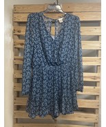 Altar’d State Blue Floral Sheer Surplice Long Sleeve Romper Size L BBL JD - $20.38 CAD