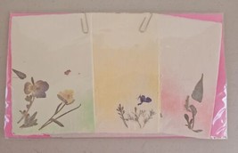 Vintage Japanese Stationary Set of 3 w/Envelopes Handmade Pressed Flowers - $19.79