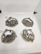Set Of 4 VTG Pewter Christmas Ornament 2.75&quot; 1986 Made In USA. - £26.08 GBP