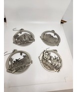Set Of 4 VTG Pewter Christmas Ornament 2.75&quot; 1986 Made In USA. - £25.99 GBP