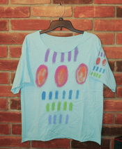 Colorful Hand Painted Abstract Art Raw Edge Not So Short Sleeve Tee Size M  - £20.14 GBP