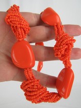 MID CENTUR NECKLACE orange large 27&quot; LUCITE bead coral ESTATE SALE! - £65.71 GBP