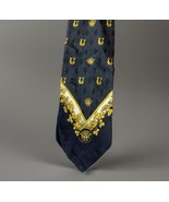 Gianni Versace Rare Silk Tie – Black, Yellow &amp; Gold – All-Over Logo – It... - $205.19 CAD
