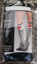 Storybook Red Queen Knee Socks Heart Stripes 1 Pair Adult OS - £3.80 GBP