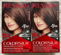 2 Revlon ColorSilk Beautiful Hair Color Ammonia Free Permanent #41 Medium Brown - £11.73 GBP
